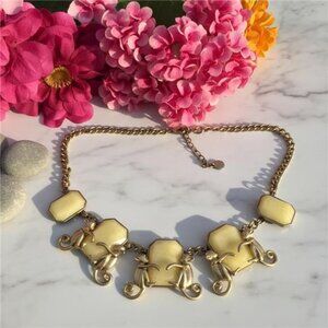 Talbots Vintage Gold Tone Monkey Charm Necklace Faceted Stone Pendant